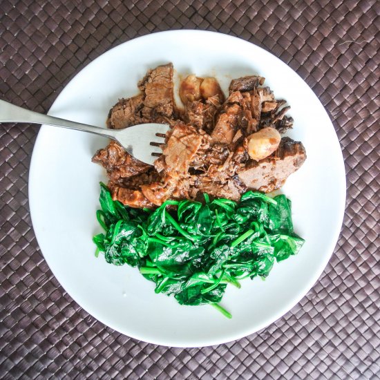 Cabernet Braised Brisket w Garlic