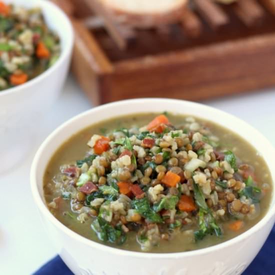 Lentil & Brown Rice Vegetable Soup