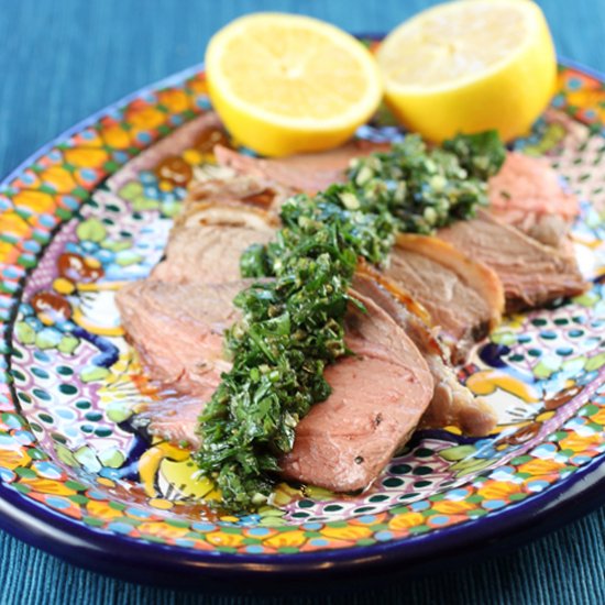 Leg of lamb with salsa verde