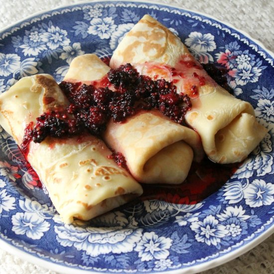 Cheese Blintz with Blackberry Syrup