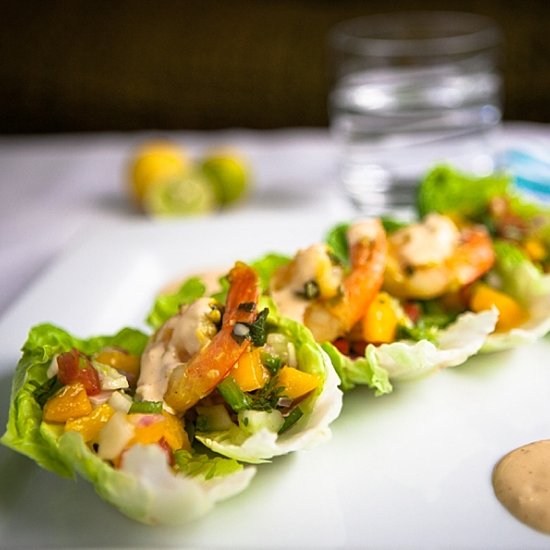 Shrimp Lettuce Wraps with Salsa