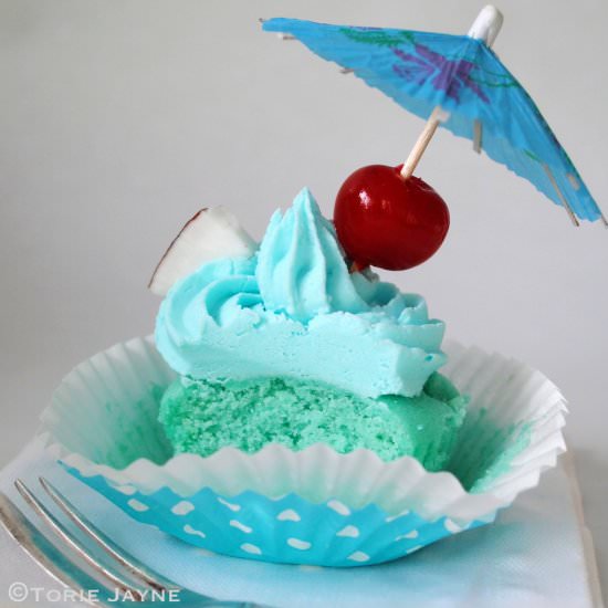 Gluten Free Blue Hawaii Cupcakes