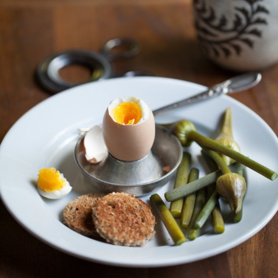 Garlic Scapes and Soft Boiled Eggs