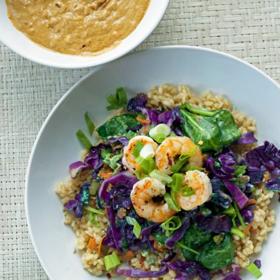 Shrimp Bowl with Spicy Peanut Sauce