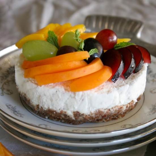 Coconut cake with seasonal fruit