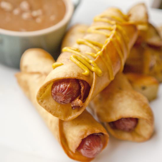 Deep Fried Bacon Wrapped Hot Dogs