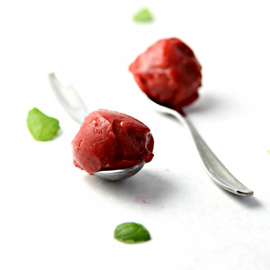 Roasted Strawberry Rhubarb Sorbet