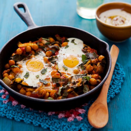 Baked Eggs with Spiced Chickpeas