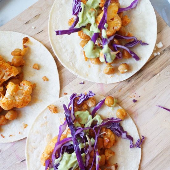 Cauliflower and Chickpea Tacos