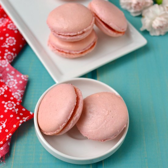 Rose Raspberry Macarons