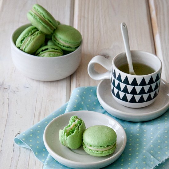 Matcha Sesame Macarons