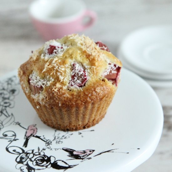 Coconut Muffins with Rhubarb