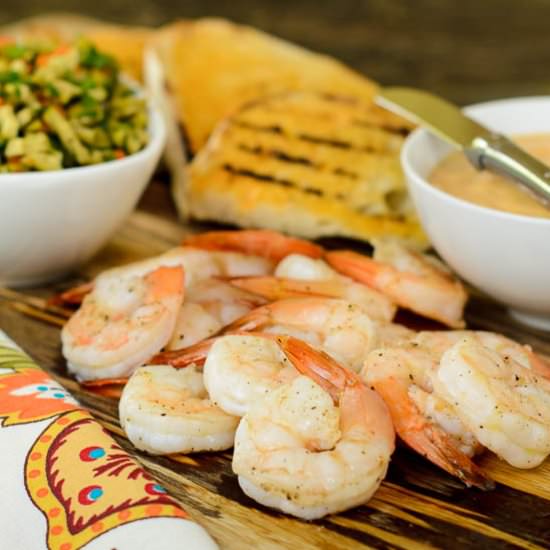 Grilled Bread Shrimp Aioli Relish