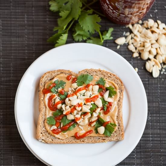 Peanut Cilantro Sriracha Toast