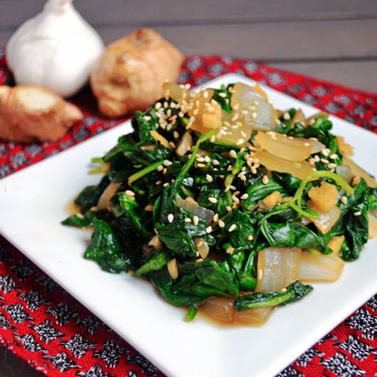 Sauteed Garlic and Ginger Spinach