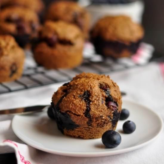 Rye Muffins with Blueberries, Bran