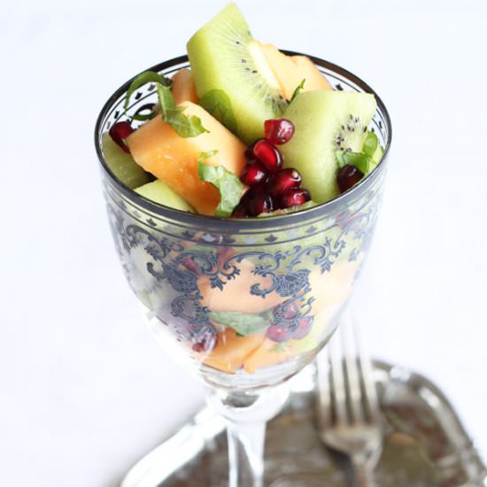 Melon, mint and kiwi fruit salad