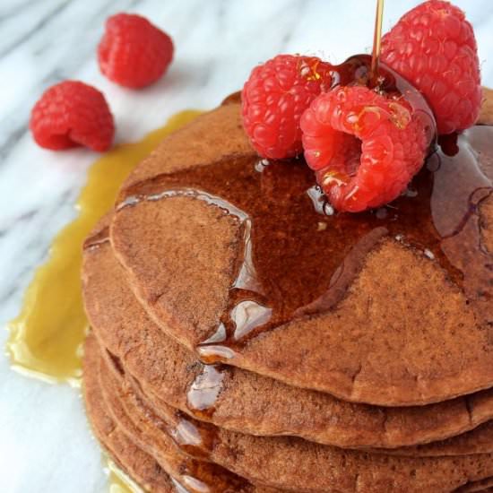 Chocolate PB Protein Pancakes