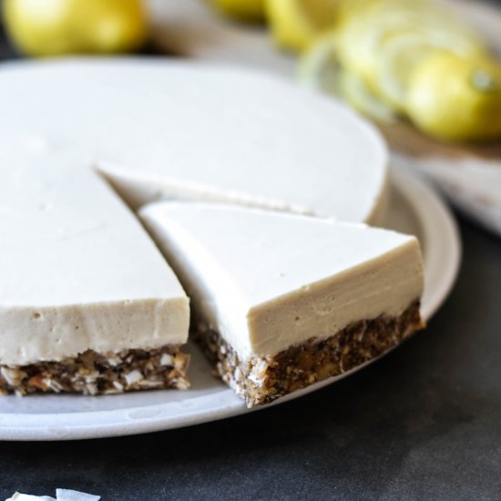 Lemon Mousse Cake with a Raw Crust