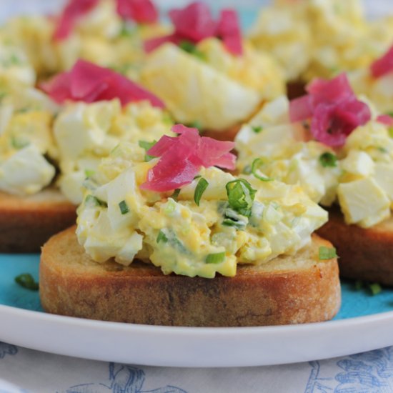 Deviled Egg Crostini