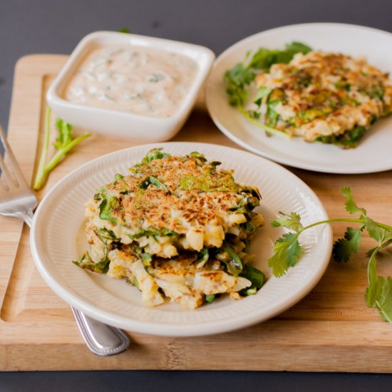 Cauliflower & chard fritters