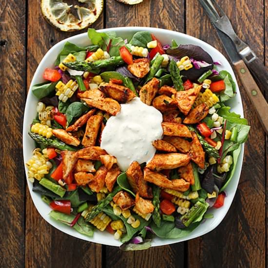 Grilled BBQ Blue Chicken Salad