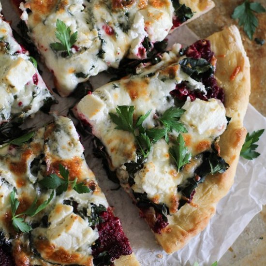 Beet Pesto Pizza with Kale