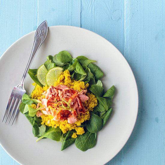 Honey couscous and salmon salad