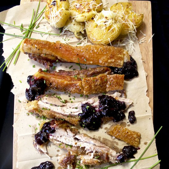 Crispy Pork Belly & Blueberries