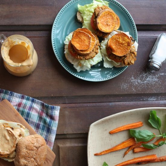 Thai Veggie Burgers w/ Spicy Peanut