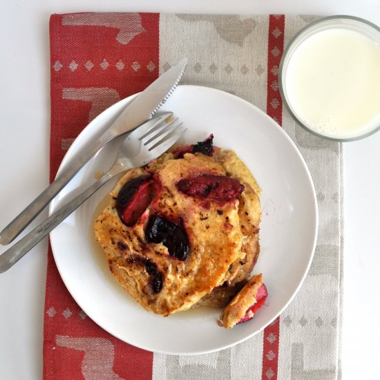 Plum Pancakes with Ginger Syrup