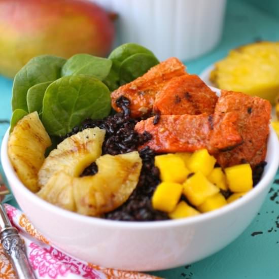 Pineapple-Sriracha Salmon Rice Bowl