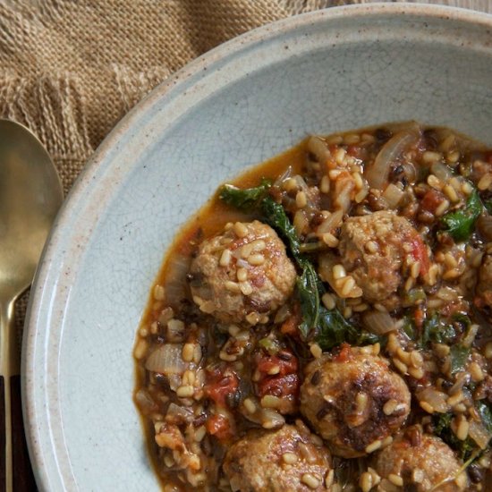 Lamb Meatball Soup w/ Lentils&Kale