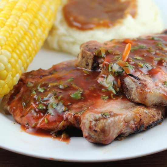 BBQ Pork Chops with Cilantro