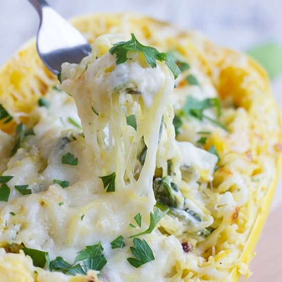 Spinach Artichoke Spaghetti Squash