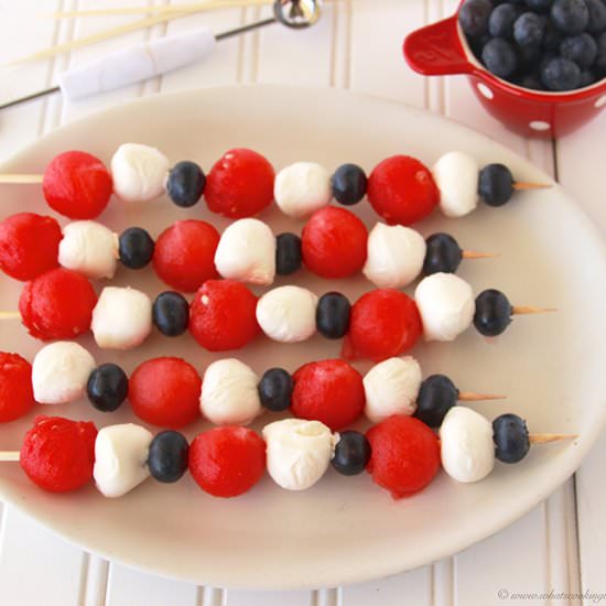 Patriotic Fruit and Cheese Kabobs