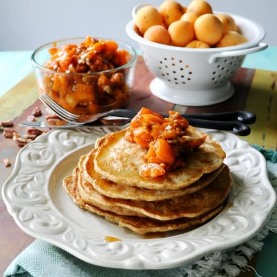 Wheat Pancakes with Apricot Topping