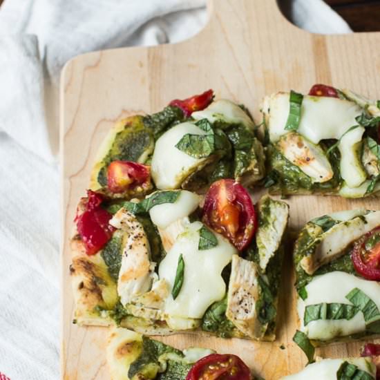 Chicken Pesto Naan Pizza