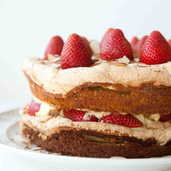 Berry Meringue Custard Cake