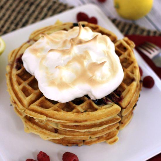 Raspberry Lemon Meringue Waffles