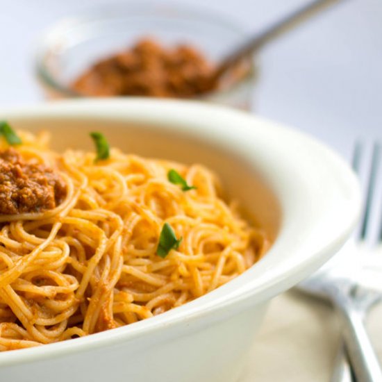 Angel Hair with Red Pesto Sauce