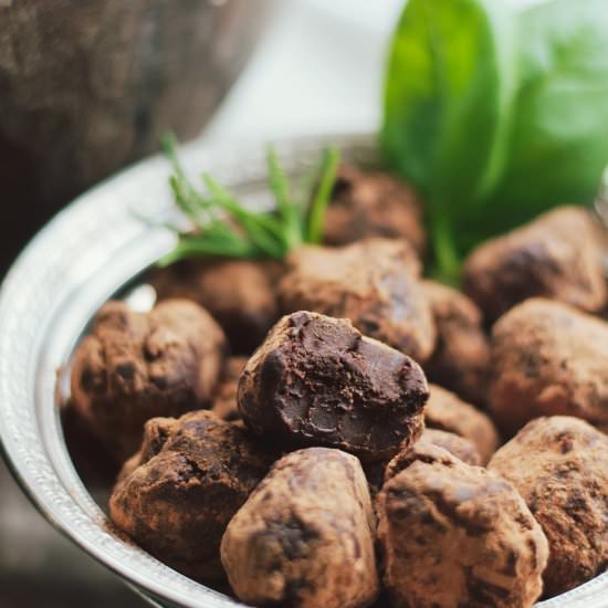 Rosemary + Basil Chocolate Truffles