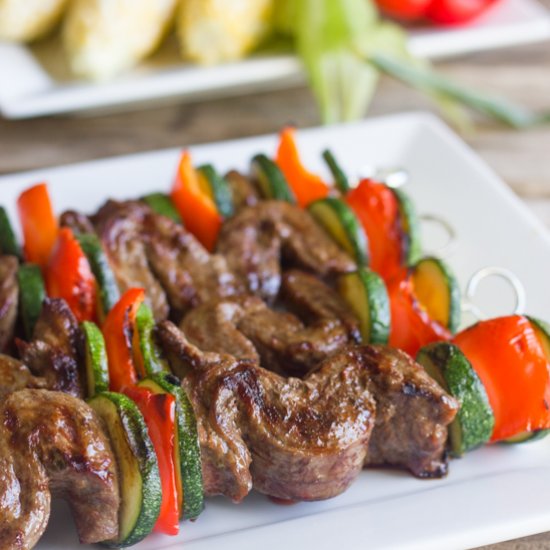 Grilled Flank Steak Kebabs