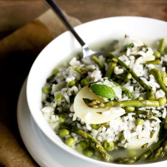 Green Veg with Potatoes and Rice