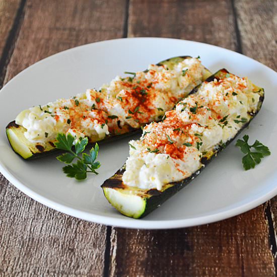 Grilled Corn Stuffed Zucchini Boats