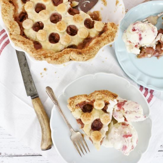 Rhubarb Pie with a Polka Dot Crust