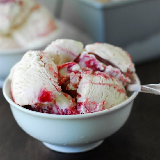 Raspberry Swirled Peach Ice Cream