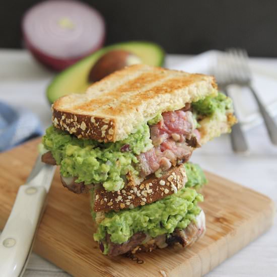 Steak and guacamole sandwich