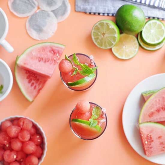 Watermelon Basil Lime Iced Tea