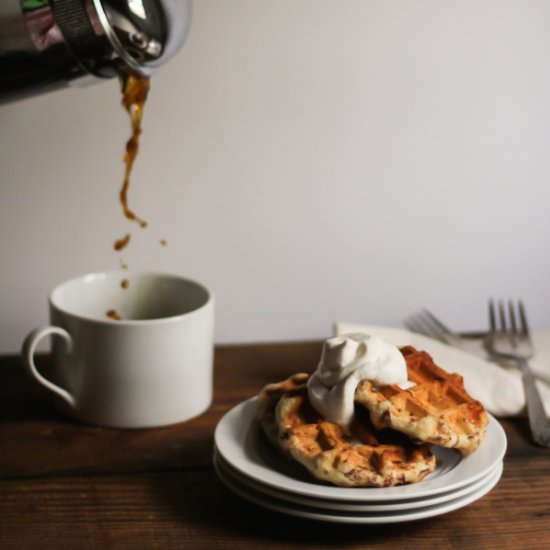 Cinnamon Roll Waffles & Maple Cream